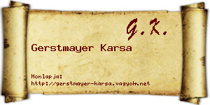 Gerstmayer Karsa névjegykártya